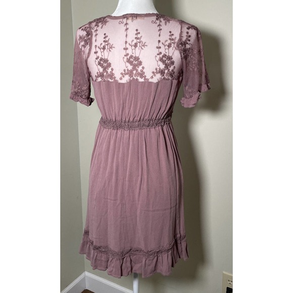Easel Los Angeles Gracie Dress Size S Small Woman’s Plum Rose Floral Boho - Picture 5 of 11